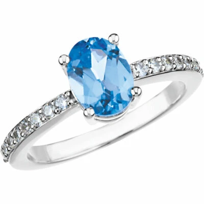 10K or 14K Yellow or White Gold Birthstones Ring 1 to 5 Oval Shaped Stones - Image 1 of 4