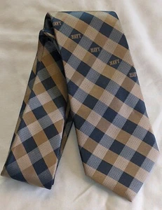 NWT Men's Licensed U.S. Navy Logo Blue & Gold Checkered Necktie by Eagles Wing - Picture 1 of 4