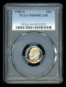 1982 S Roosevelt Dime PCGS PR69 DCAM 10C - Picture 1 of 2