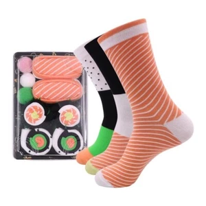 3 PAIRS SUSHI SOCKS PACKAGED CUTE FUNNY PATTERN HOLIDAY GIFT SET - Picture 1 of 9