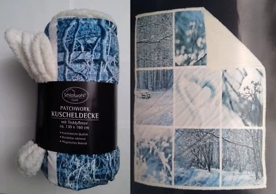Decke Kuscheldecke Schlafwohl Teddyfleece 130x160cm Winter Schnee Wohndecke - Bild 1 von 4