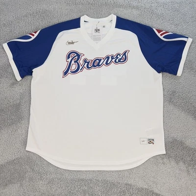 Camiseta de béisbol Atlanta Braves para hombre XXL blanca azul MLB Nike Cooperstown 44 Foto 1 de 4