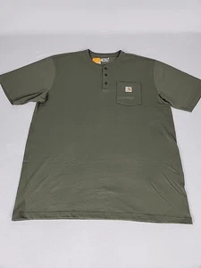 Camiseta Carhartt Henley holgada manga corta talla XL alta para hombre verde pesada - Imagen 1 de 11
