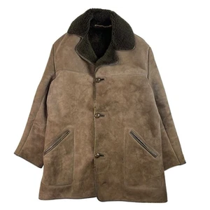 Vintage Suede Coat With Fur Lining Brown Large - Picture 1 of 7