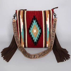 AD American Darling ADBG217 Large Crossbody Hand Tooled Saddle Blanket Genuine - Picture 1 of 5