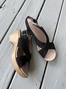 Dansko JACINDA PLATFORM SANDAL Black clog wooden Women 39 US 8 - Picture 1 of 6