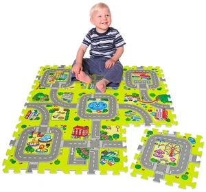 9 Teile Puzzlematte Straße für Kinder - 30x30 Spielstraße Puzzle Spielteppich - Bild 1 von 9