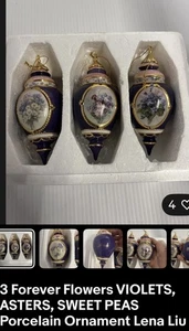 Vintage Bradford Lena Liu’s Forever Flowers - SET of 6 Christmas Ornaments - Picture 1 of 2