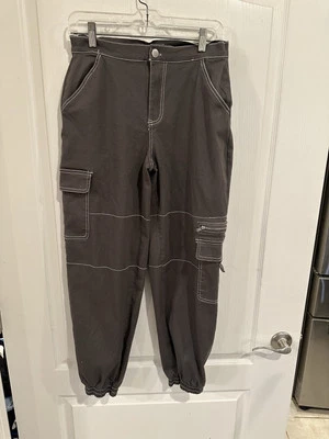 Rachel Paige gray Cargo jogger Pants white Contrast Stitching sz medium No Flaws Foto 1 de 4