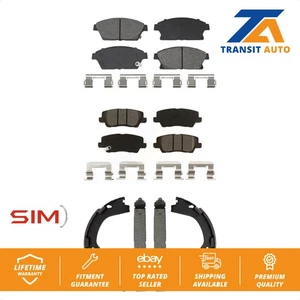 Front Rear Semi-Metallic Brake Pads And Parking Shoes Kit For Cadillac ATS - Picture 1 of 12