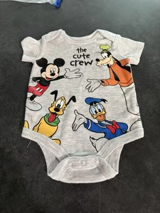 Disney Baby One-Piece bodysuit Mickey & Friends 0-3 Months Gray - Picture 1 of 3