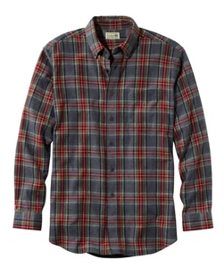 NUEVO CON ETIQUETAS LL Bean Camisa Para Hombre Gris Stewart Franela a Cuadros Algodón Ajuste Tradicional M-REG - Imagen 1 de 4
