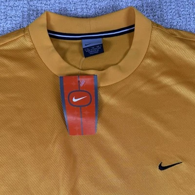 全新带标签复古 Y2K 耐克男式 XL 黄色网眼复古球衣衬衫灰色黑色标签 — 第 1/4 张图片