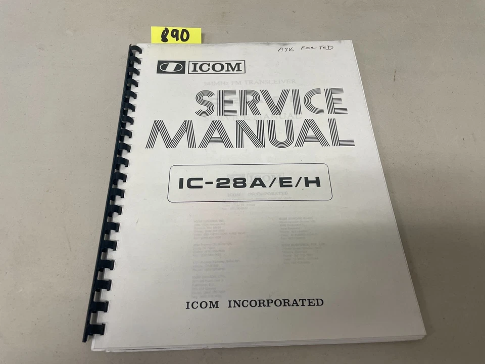 Icom IC-28A/E/H Service Manual: w/11"X22" Schematic & Protective Covers - Image 1 of 4
