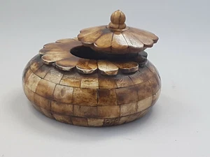 HandCrafted Wood Resin overlay with Brown Antique finish 4" dia Storage Box - Foto 1 di 4