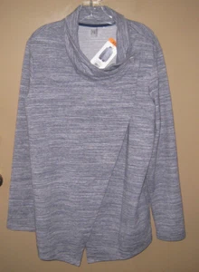 Danskin Women’s Cotton Stretch Poly Blue French Terry Wrap Jacket XXL 16/18 NWT - Picture 1 of 4