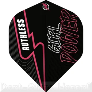 6 Dart Flights RUTHLESS "GIRL POWER", schwarz - Picture 1 of 2