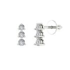 0.6 Ct 3-Stone Solitaire Round Earrings 14k White gold simulated diamond