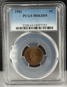 1901 Indian Head Cent PCGS MS 63 BN (7352) - Picture 1 of 4