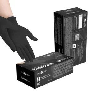 Yanimed Nitril Einweghandschuhe puderfrei latexfrei 100Stück/Box Farbe Schwarz - Bild 1 von 5