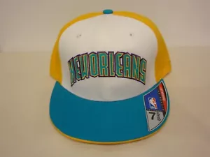 2002 NBA New Orleans Hornets Spellout Fitted 7 5/8 Cap Hat Reebok NEW NWOT - Picture 1 of 4