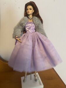 New  Purple Cocktail Dress With Furry Grey Coat. Including a free gift.
