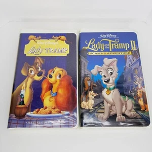 Disney Lady & the Tramp VHS Clamshell II Scamp's Adventure Two Movie Set lot - Picture 1 of 7