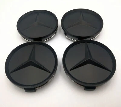 Set of 4 75mm Wheel Center Caps Hubcaps Emblem Matte Black for Mercedes Benz AMG - Image 1 of 3