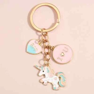 Mythical Unicorn Keychain Gold Kawaii Cute Animal Rainbow Colorful Bag Charm - Picture 1 of 3