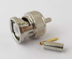 10 x BNC Male Plug Crimp Straight RF Connector for Coaxial Cable RG316 RG174 - Picture 1 of 4