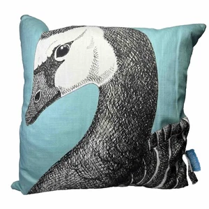 NWOT Perkins & Morley Barnick’s Goose Throw Pillow 16”x16”Teal , Feather Stuffed - Picture 1 of 7