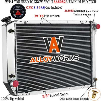 4 Row Radiator For 1980-1984 1982 Ford F150 F250 F350 Bronco 5.0L 5.8L 7.5L Foto 1 de 4