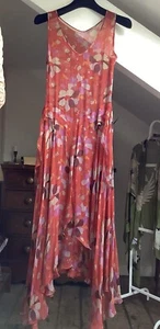 Nicole Farhi Red Floral Silk Georgette Dress, Size 8-10, Silk Slip. - Picture 1 of 17