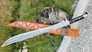 26″blade Custom Full Tang Machete-High Carbon Steel Blade with Horn Handle-Gifts - Picture 1 of 14