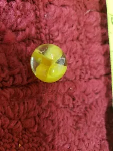 4 Vein Yellow Leighton Swirl Slag Pontil Marble Free Shipping USA 1960s - Picture 1 of 17