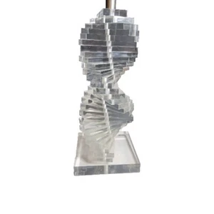 Clear Lite By BAUR Stacked Lucite Clear Table Lamp 70'S MCM Spiral Helix  - Picture 1 of 17