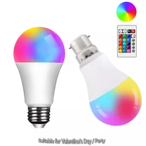 E27 B22 RGB LED Light 10W Bulb 16 Colour Changing Remote Control Bayonet Lamp - Picture 1 of 13