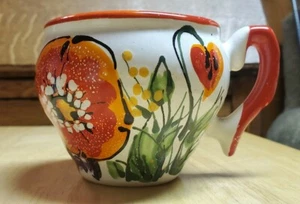 studio pottery Hand Painted Floral Tea Cup made in Russia - Picture 1 of 9