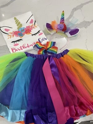 Girls Unicorn Birthday Outfit. Shirt And Tutu Set - Image 1 of 4