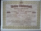 Türkei 5% Bond des Finanzministeriums zu 20 Lira, 1938 unentwertet + Kupons