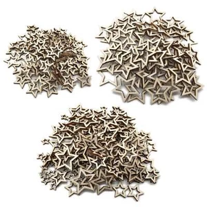 50pcs 10mm 20mm 30mm Hollow Wooden Stars Wood Crafts Home Decorations - Bild 1 von 5