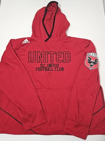 Adidas DC United Football Club Hoodie Red Long Sleeve Size Large Cover