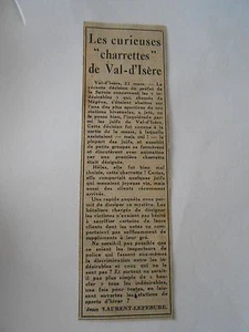Les Curieuses Charrettes de Val d'Isère Coupure de presse 1943 - Picture 1 of 1