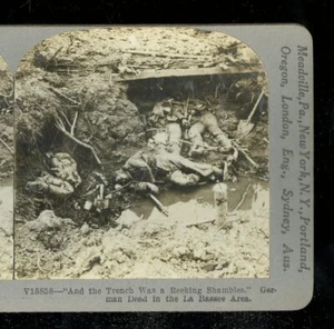 Antique WWI Stereoview Card 3D German Dead in the La Basse Area 1914 - Picture 1 of 3