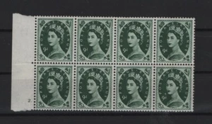 GRAN BRETAGNA 1952 QEII 9 PENCE MNH FRANCOBOLLO IN BLOCCO DI 8 S.G. N. 526 - Foto 1 di 1