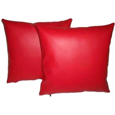 Cushion Cover Leather Pillow Throw Hair Decorative Genuine Decor Rug Red 3 - Image 1 of 3
