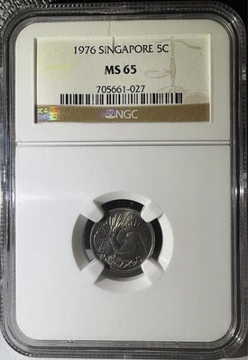 1976 Singapore 5 Cents NGC MS65 (027) - Image 1 of 4