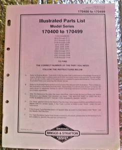 Briggs & Stratton Illustrated Parts List for Model 170400 to 1704999 - Picture 1 of 3