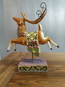 Jim Shore 2004 'Dash Away' Reindeer Green Blanket 118111 Heartwood Creek Retired - Picture 1 of 9