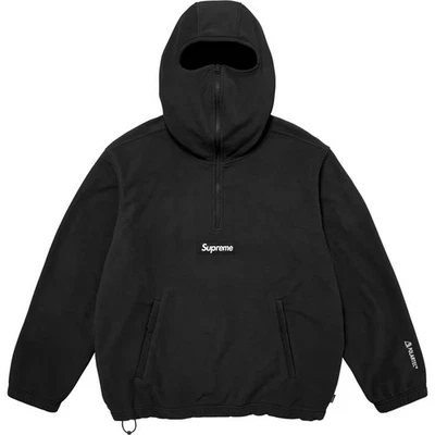 Supreme FW25 Polartec Máscara Facial Media Cremallera Sudadera con Capucha Negra Talla Grande Foto 1 de 3